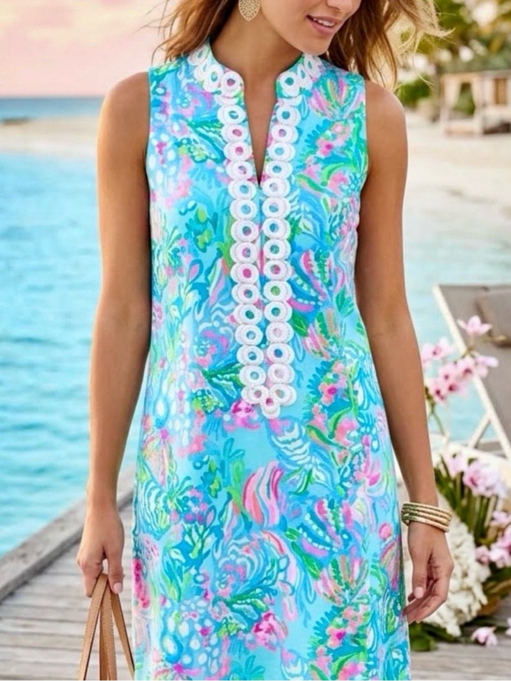 Lilly Pulitzer Dress Women's 6 Blue Ibiza Jane Shift Cabana Cocktail